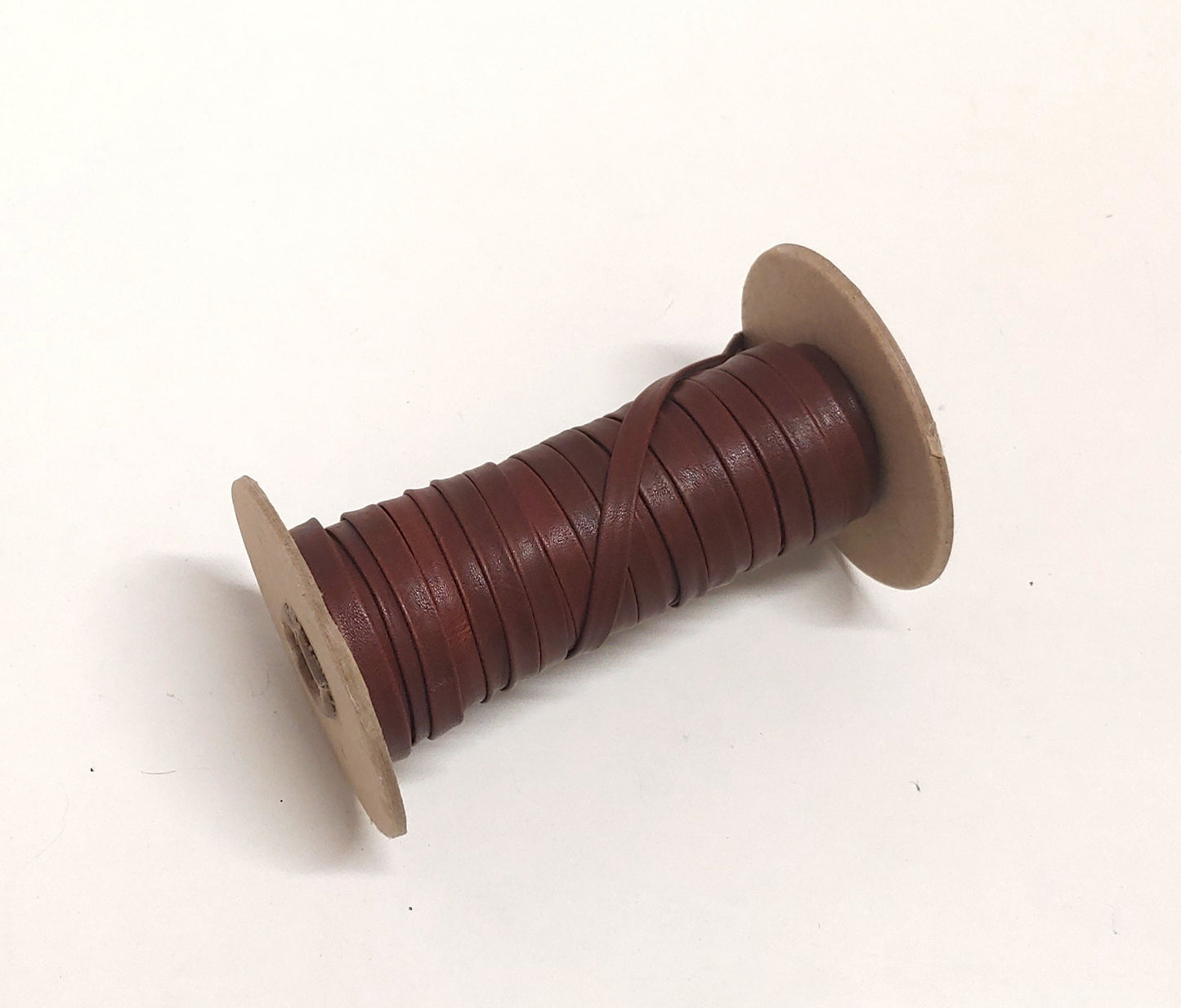 1/4" wide Cowhide Leather Lacing in Burgundy (5 yds) 0250BD9 Double-Folded - Red