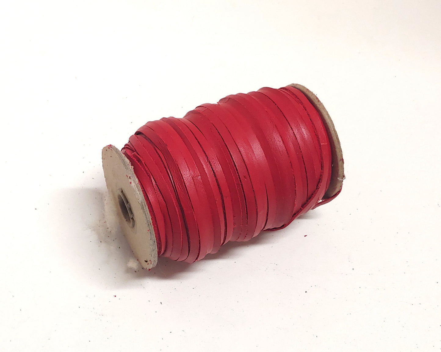 1/4" Flat, Cowhide Leather Lacing in Fire Red LT (10 YDS) 0250NDB - jewelry; dream catchers; tassels; DIY; fringe