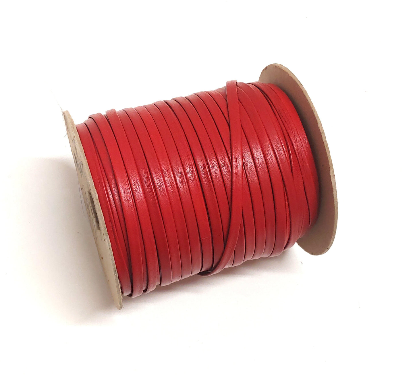 1/4" wide Lambskin Leather Lacing in Red 0250BLA (5 yds) Double Folded