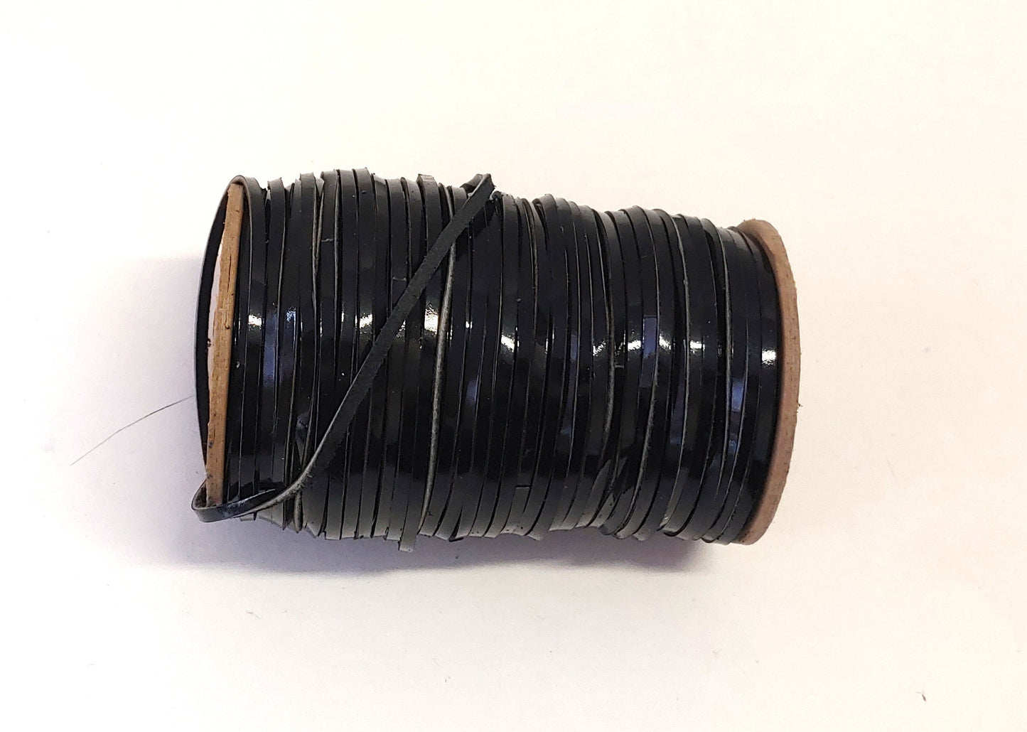 Genuine cowhide leather lacing 1/8" Black Patent (10 yds) 0125NCB - jewelry; dream catchers; tassels; DIY; fringe