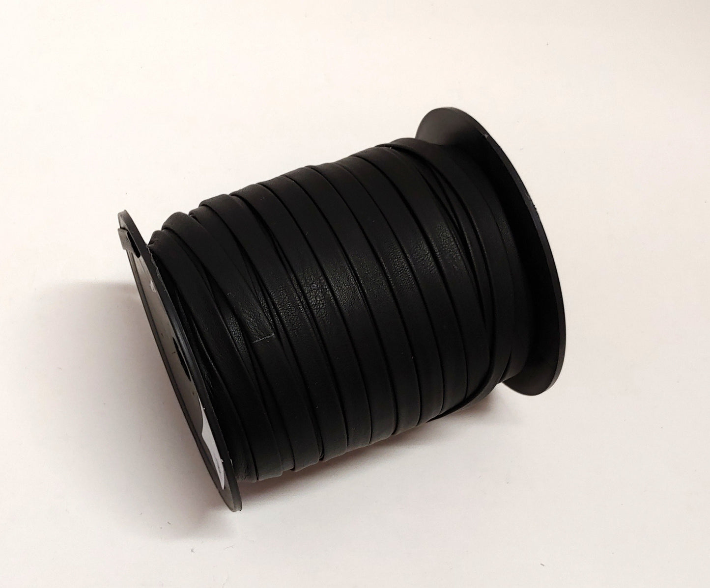 Genuine Cowhide Stripping 3/8" Double Folded Leather in Black Plongé (5 yds) 0375BDB