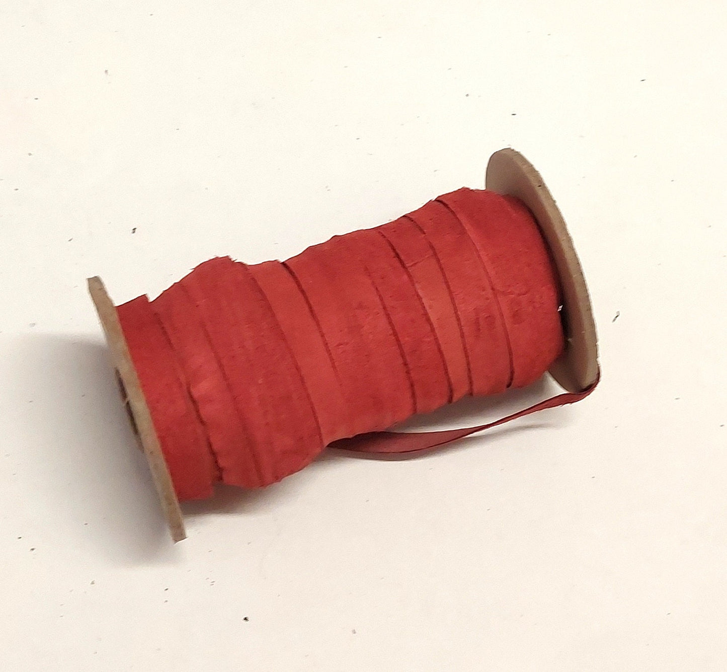 3/8" Flat Red Genuine Cowhide Suede (5 yds) 0375NC9 trim tape; edge binding; leather tape