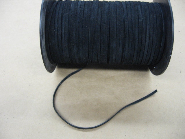 5/32" Side Folded Reinforced Black Pig Suede Lacing 5 YDS 3580XP4