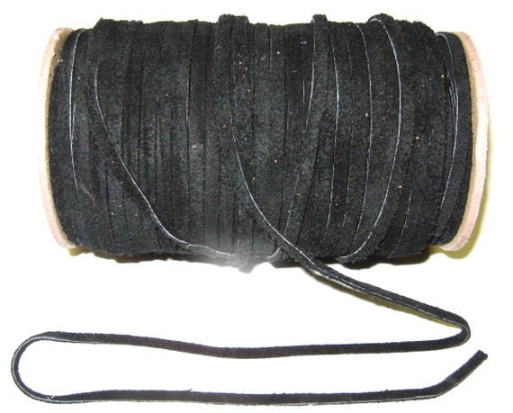 5/32" Flat Fire-Resistant Cow Split Suede Lacing in Black (10yards) 0156NP4 DIY; tassels; dream catchers; fringes; leather crafts; string
