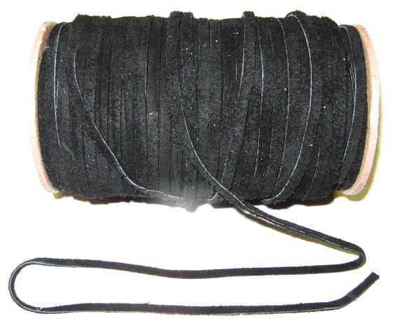 1/8" Flat Fire-Resistant Cow Split Suede Lacing in Black (10yards) 0125ND DIY; tassels; dream catchers; fringes; leather crafts; string