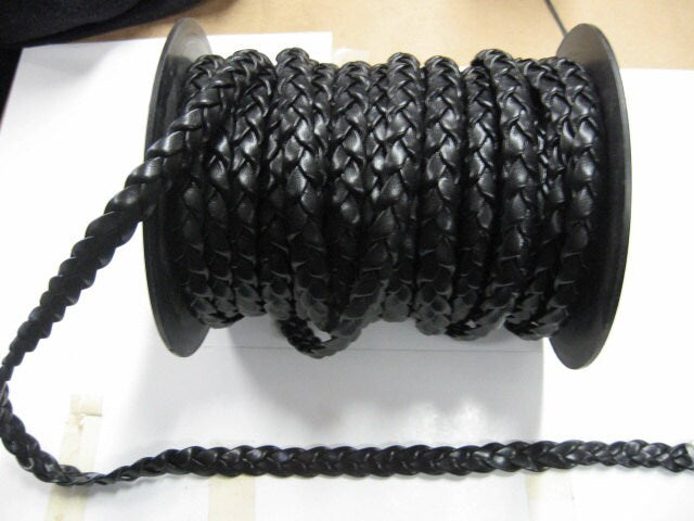 Braided Black Leatherette Stripping 5/16" Folded (2 yds) 0312BU003RR