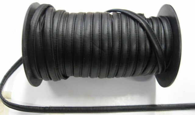 Leatherette Cord 3/8" Stitched Black CTD Nappa with Cord Filler (5 yds) 3217XUCTD