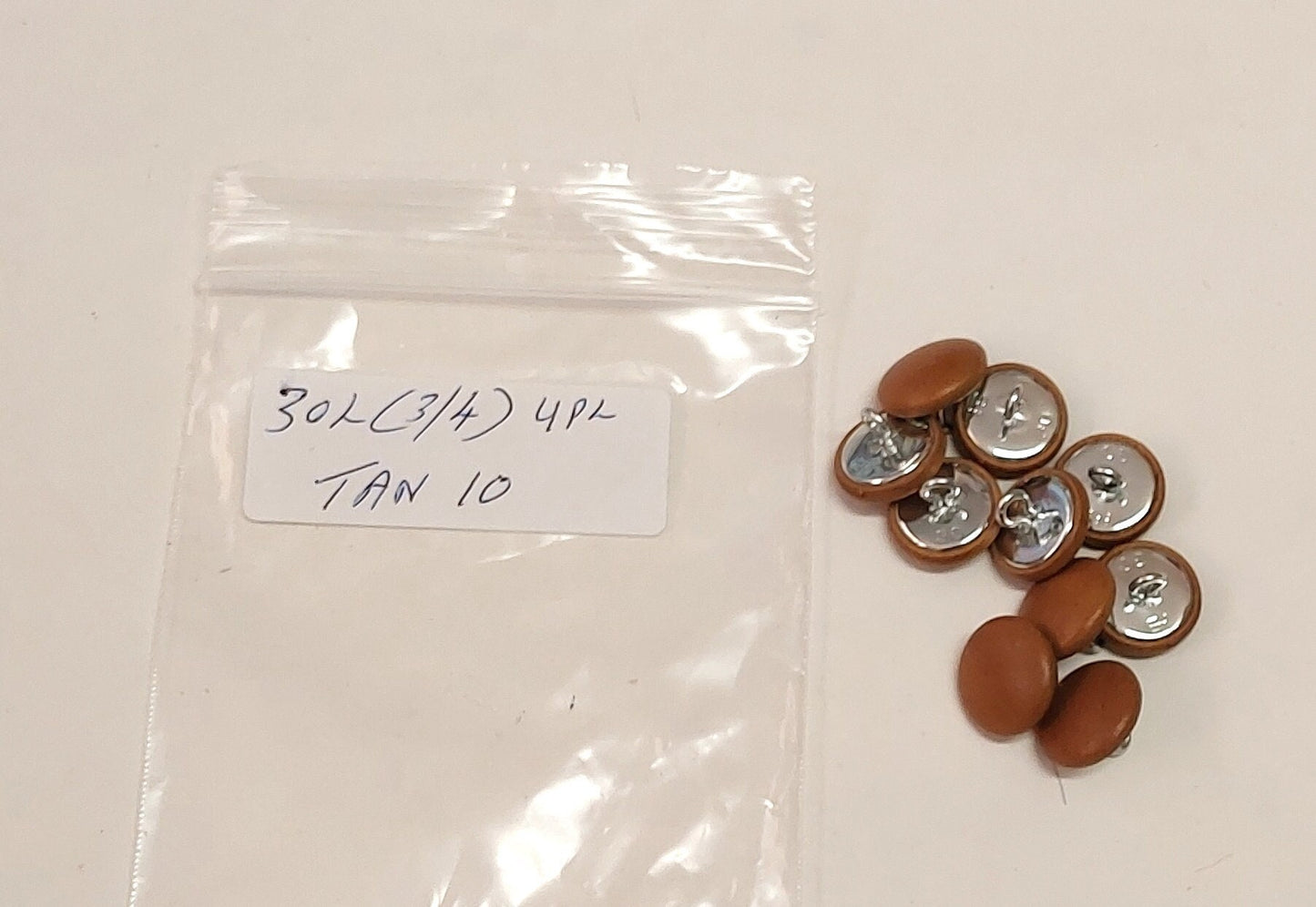 30 Line 3/4" Cowhide Leather Covered, Upholstery Loop Back Buttons in Tan UPL (Set of 10 buttons)