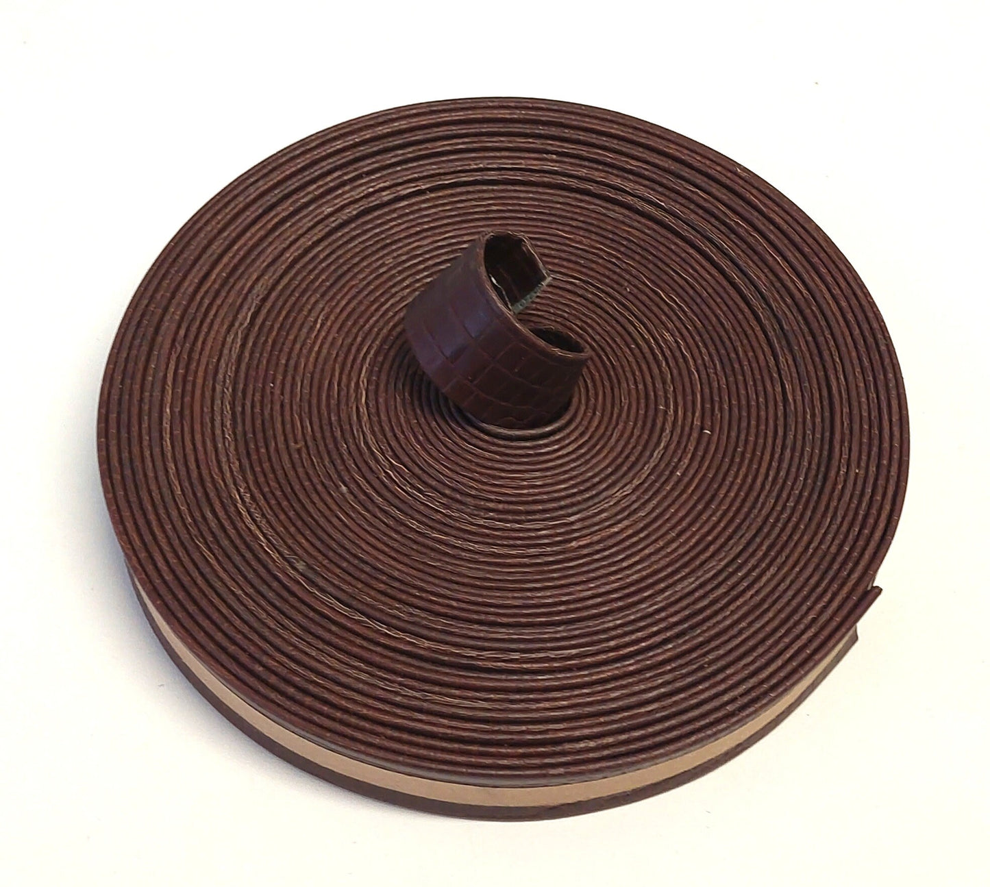 1.5" wide Double Folded, Reinforced, Cowhide Strap in Brown Croc Print - (1 YD) 1500RDE