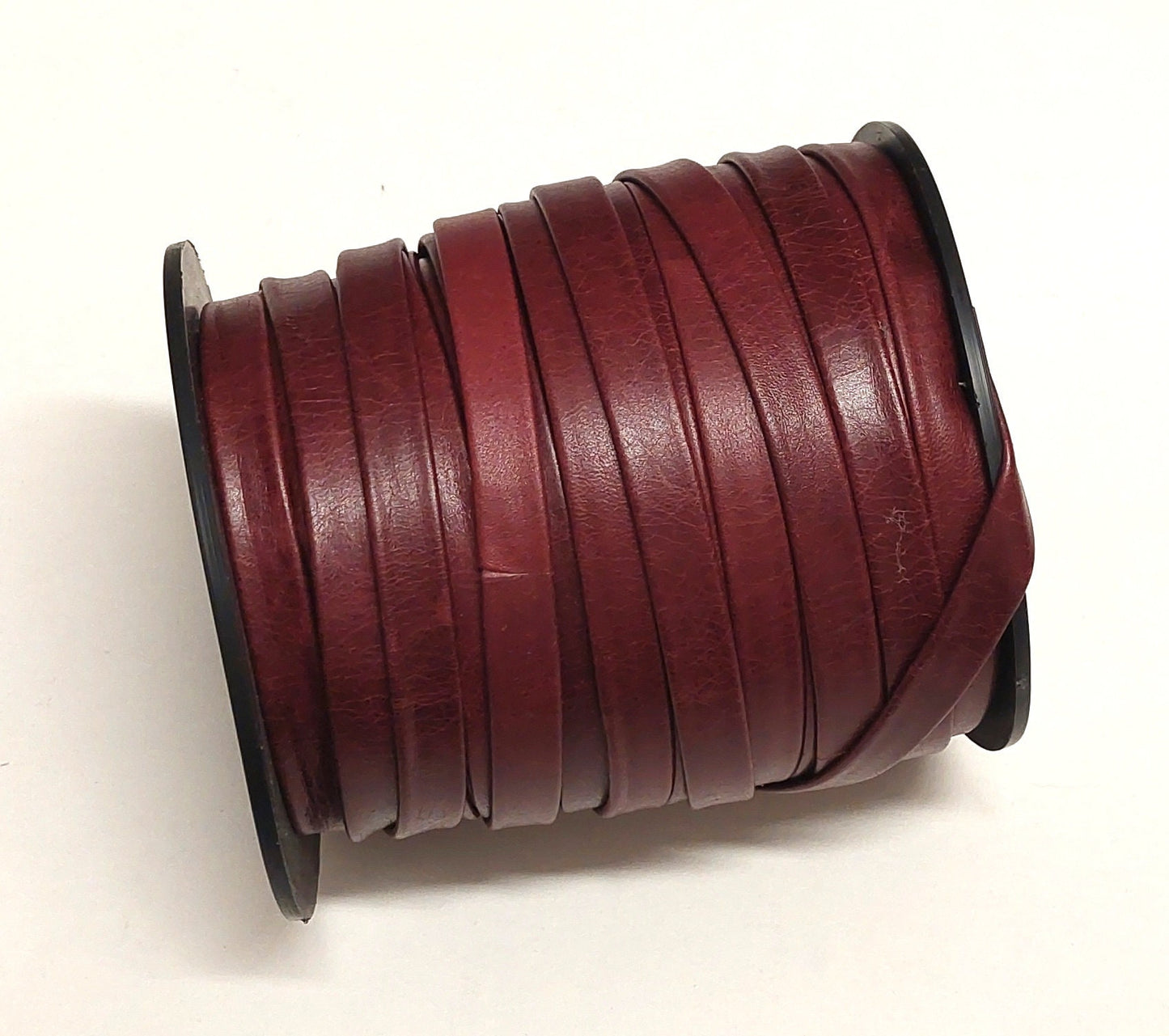 1/2" wide Cowhide Leather Strap in Glazed Burgundy (3 yds) 3702XDA Double-folded and Reinforced; tote bag straps; belts