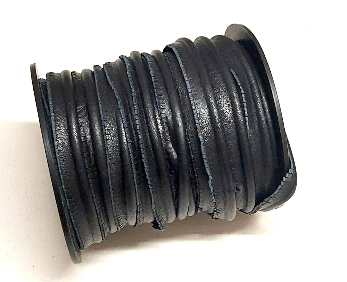5/8" Round Cord Piping, Genuine Cowhide Leather in Black Fuji (3 YDS) 3118XDB - bold piping; upholstery piping; large cushions