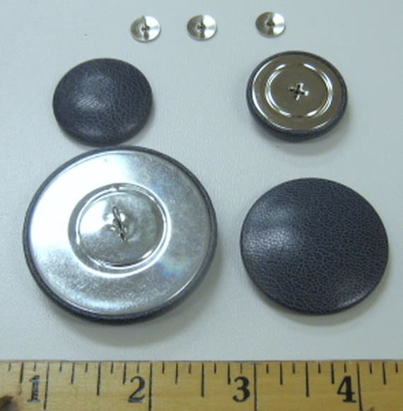 Leather Covered Button Set #18 Blue Jeans