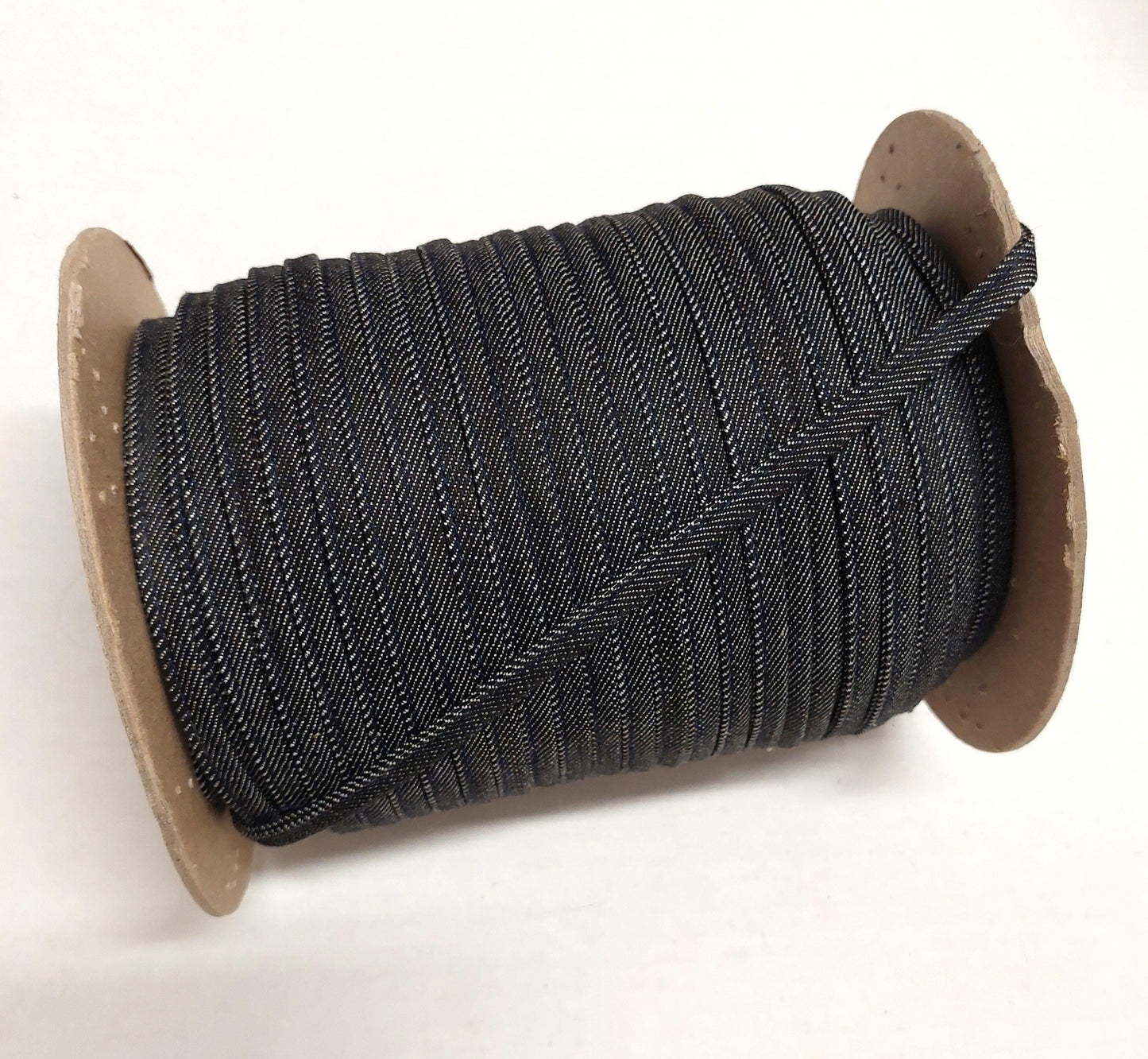1/4" Stitched and Folded Jewelry Cord in 6oz Dark Navy/Black Denim (10 YDS) 2635XTDEN