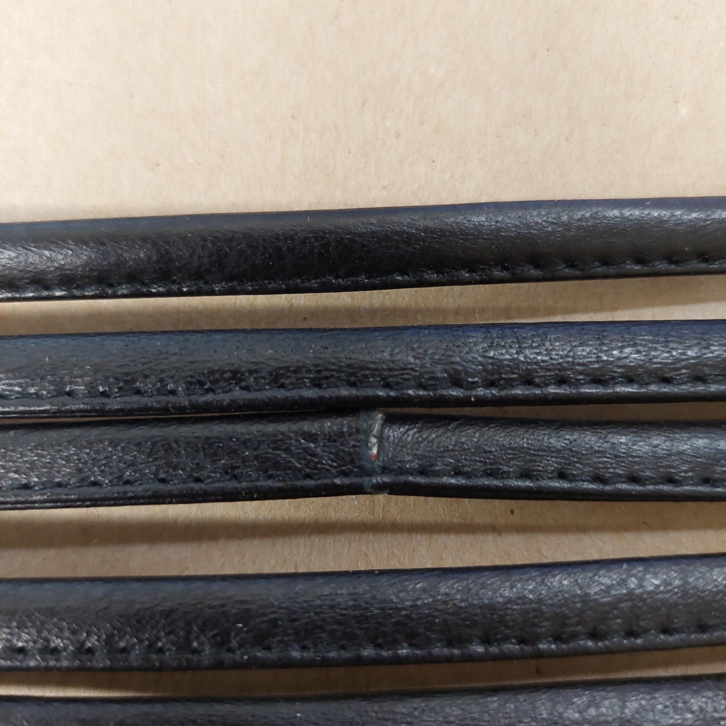 1/4" Stitched and Reinforced Real Leather Jewelry Cord in Black Fuji Cowhide *cards*