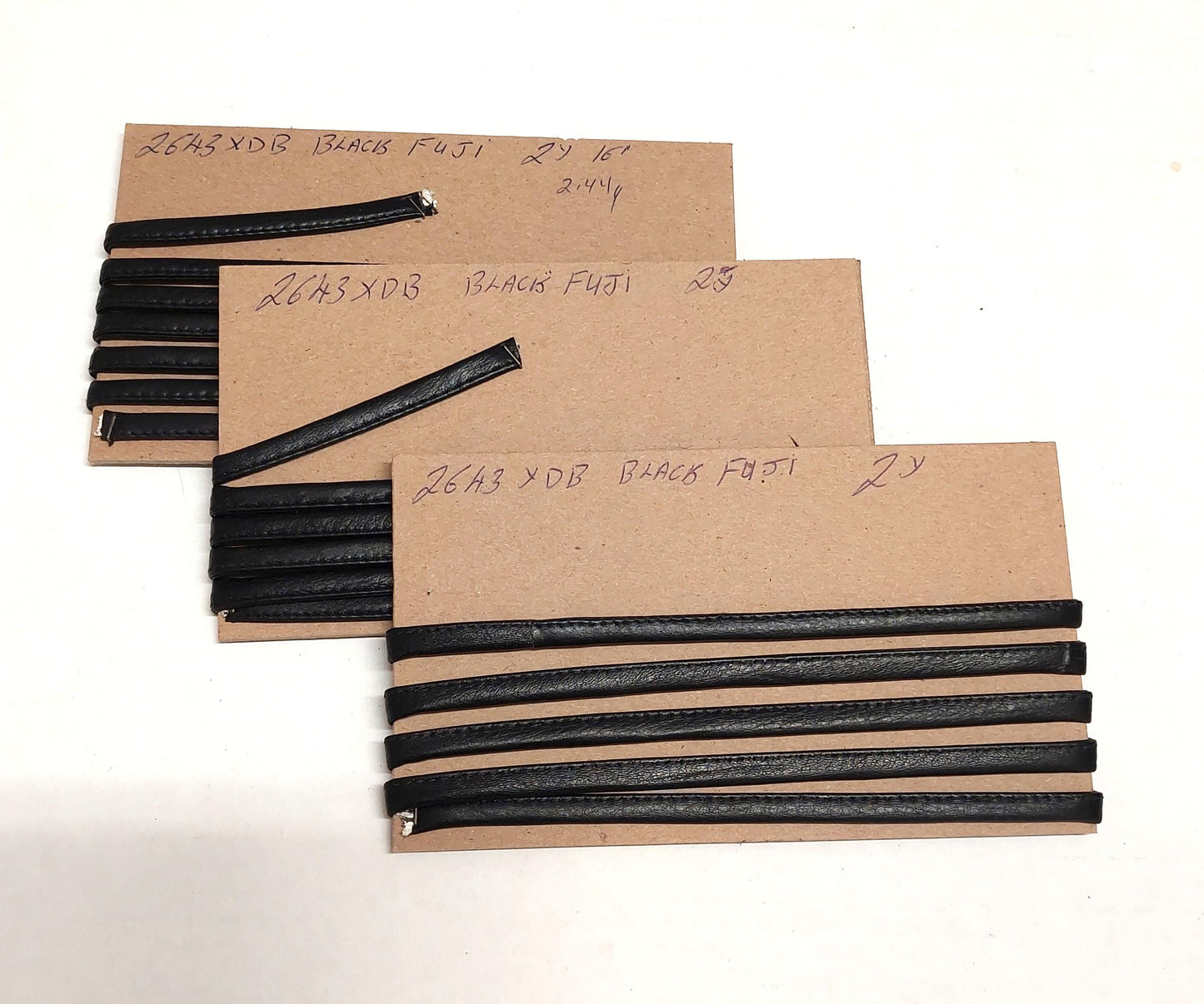 1/4" Stitched and Reinforced Real Leather Jewelry Cord in Black Fuji Cowhide (5 YDS) 2643XDB