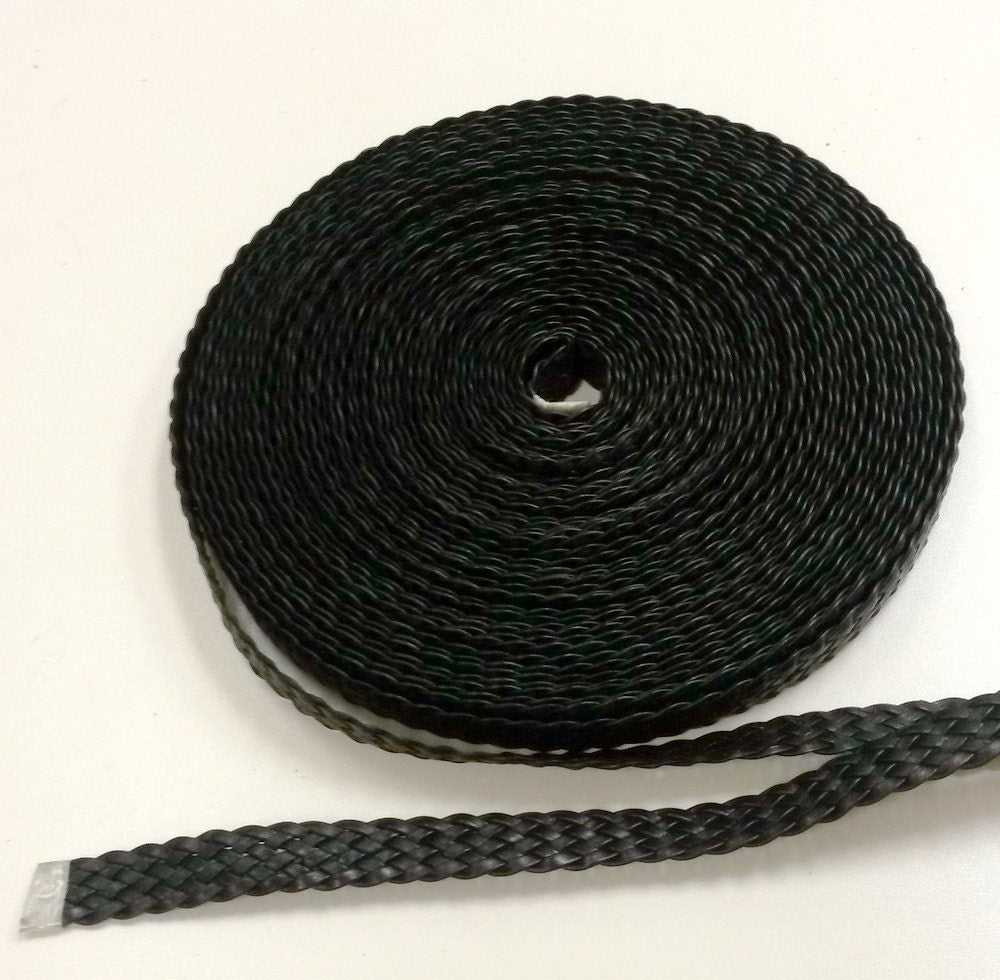 7 Strand Braid in Black Calf - 1/8" Double Folded and Reinforced (1 YD) 0125RCA07 finished width approx 5/8"