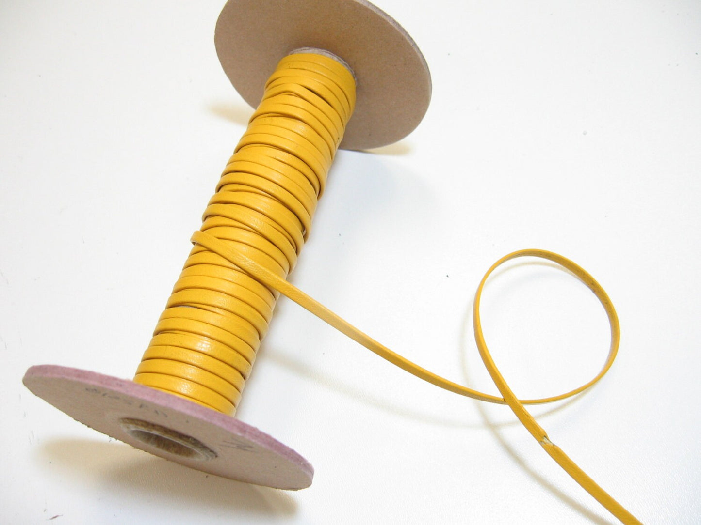 Genuine Cowhide Leather 1/8" Double-Folded & Reinforced Yellow (5 yds) 0125RD9