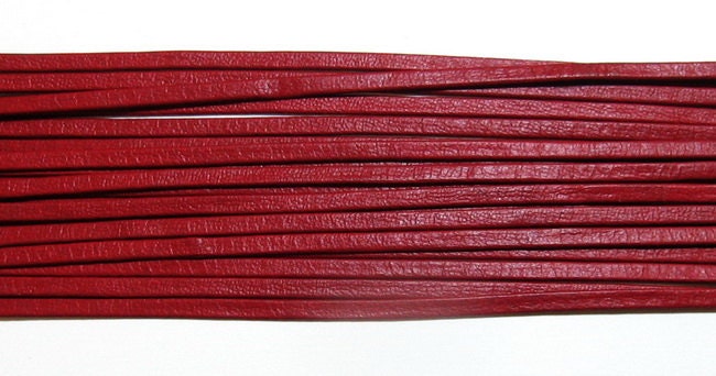 1/8" Double Folded and Reinforced Cowhide Leather Lacing in Red Lamb Touch (5 yds) 0125RDB