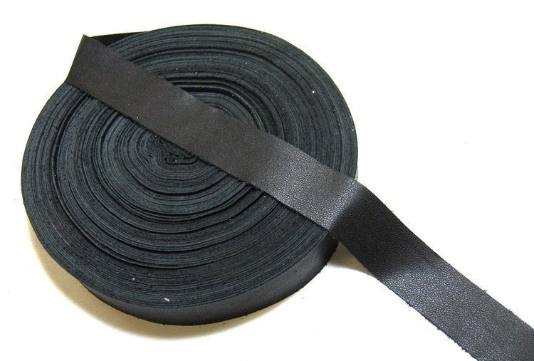 1" Flat, Cowhide Leather Binding in Black 1500 (3 YDS) 1000ND9 edge binding; trim tape