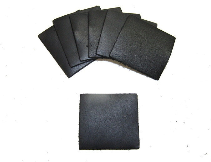 Leather Die Cut Rectangles 2 1/16" x 1 15/16" in Black 10pc