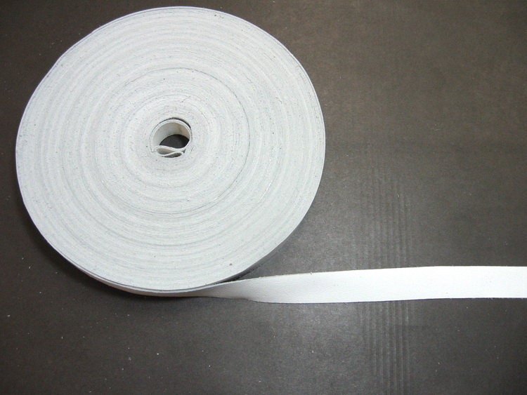 3/4" Flat Cowhide Leather Binding in White Plongé (5 YDS) 0750ND9 trim tape; edge binding; leather tape