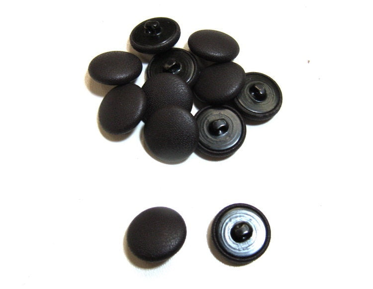 30 Line, Cowhide Covered, Hopper Back Buttons in Chocolate Brown (12 PC.)