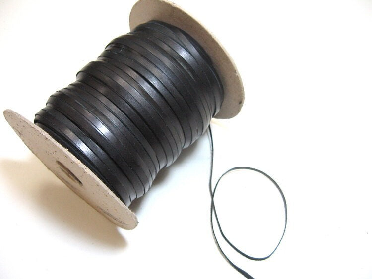 5/32" Flat, Cowhide Leather Lacing in Black (10 YDS) 0156ND9 DIY; tassels; dream catchers; fringes; leather crafts; leather string