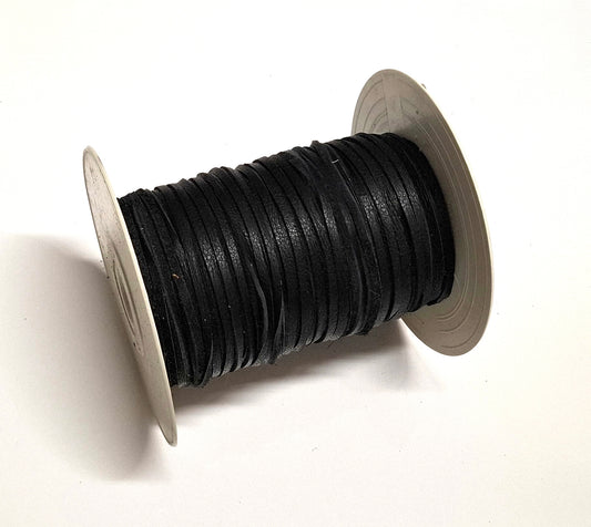 1/8" Flat Black Fenix Cowhide Leather Lacing (10 yds) 0125NDB jewelry cord; DIY;dream catchers; leather crafts; tassels; fringe
