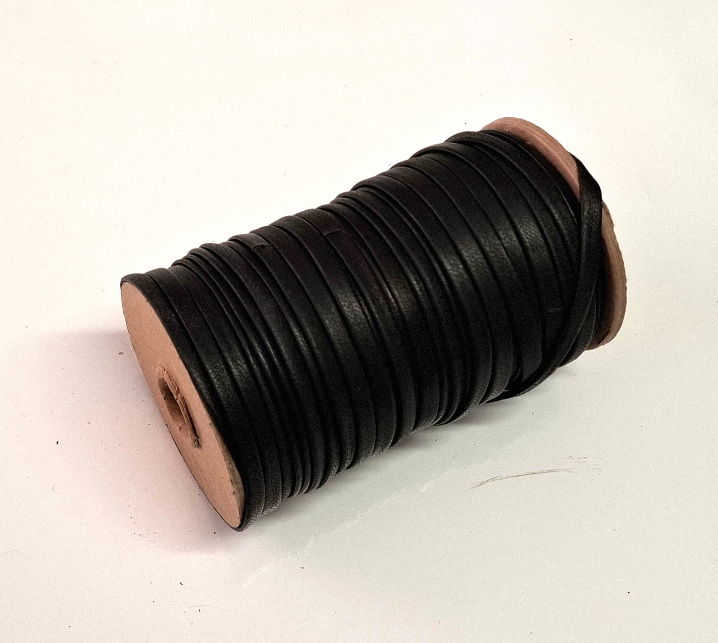 1/4" wide Lambskin Leather Lacing in Black #1 0250BLA (5 yds) Double Folded