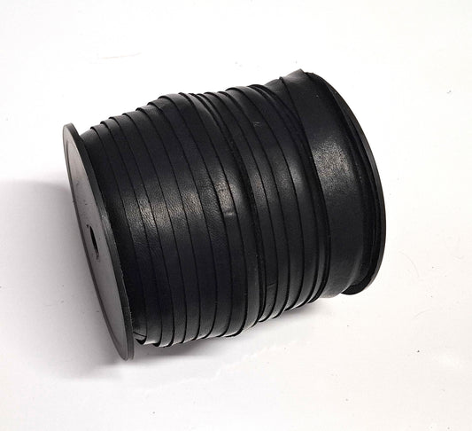 1/2" Flat, Lamb Leather Lacing in Black Analina (5 YDS) 0500NLA