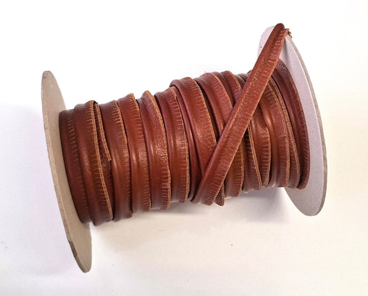 5/8" Round Cord Piping, Genuine Cowhide Leather in Mahogany (2 YDS) 3118XDB - bold piping; upholstery piping; large cushions