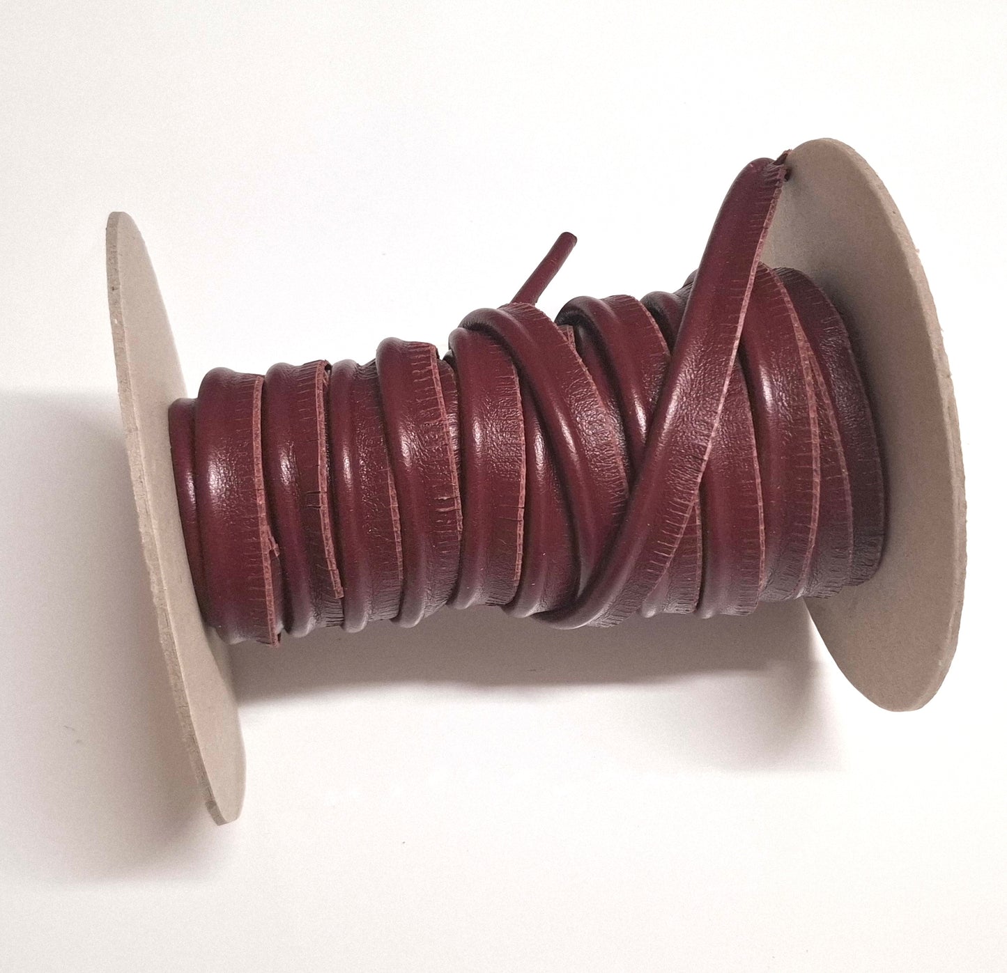 5/8" Round Cord Piping, Genuine Cowhide Leather in Glazed Berry (2 YDS) 3118XC - bold piping; upholstery piping; large cushions