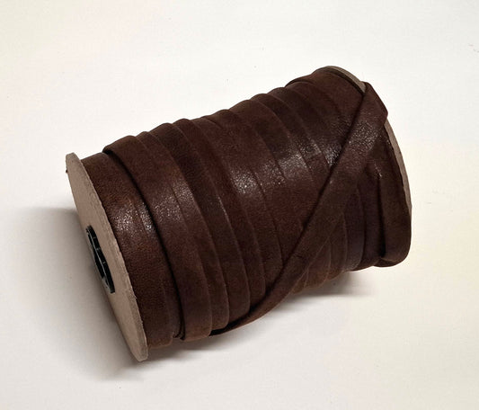 1/2" Genuine Lamb Leather Folded Leather Strip in Brown Glitter Lambskin (3 yds) 3702XLA Double-folded and Reinforced