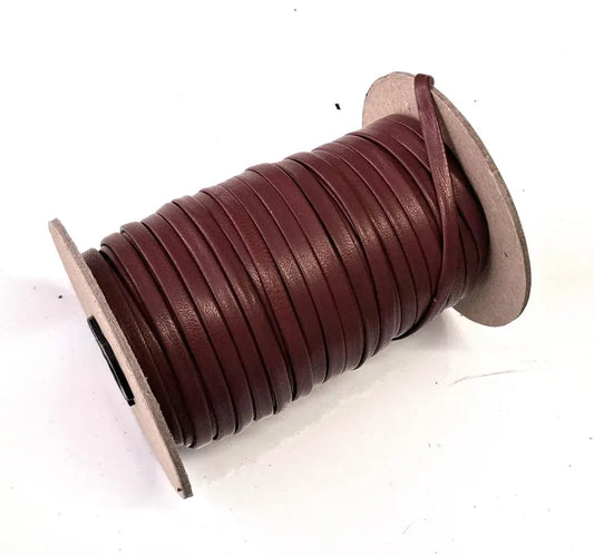 1/4" wide Lambskin Leather Lacing in Bordo 0250BLA (5 yds) Double Folded