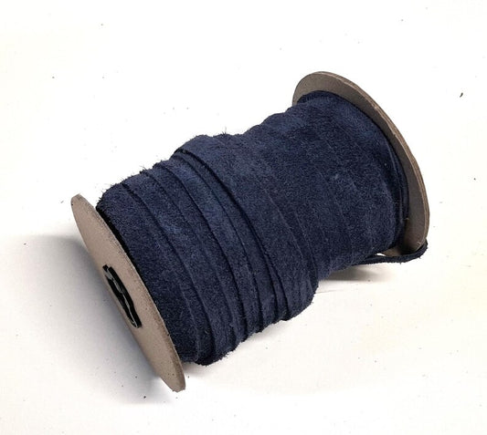 1/2" Flat Medium Blue Calf Genuine Cowhide Split Suede Leather (5 yds) 0500NC5 trim tape; edge binding; leather tape