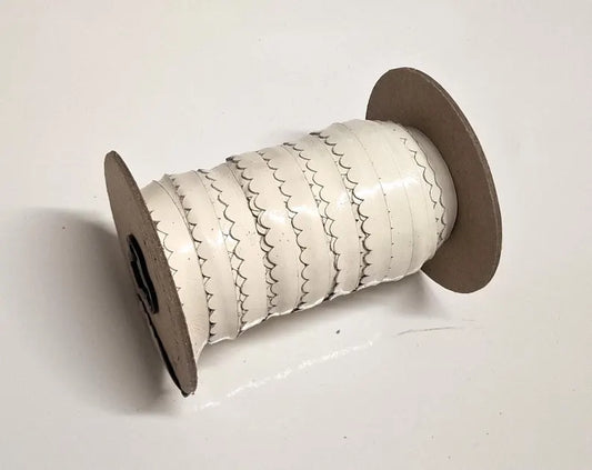 Genuine Cowhide 3/8" Double-fold Leather Trim in White Krinkle Patent (3 yds) 2423XCK
