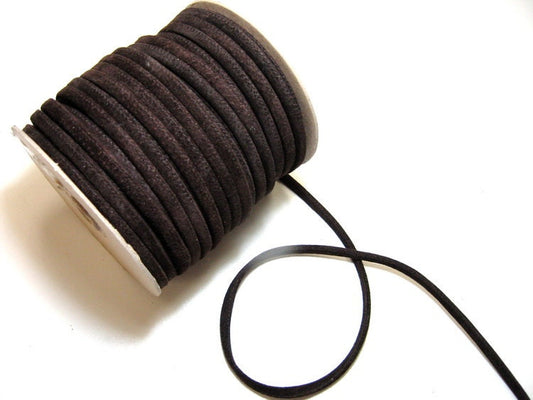 1/4" Stitched, Pig Suede Cord in Brown (5 YDS) 2635XP4