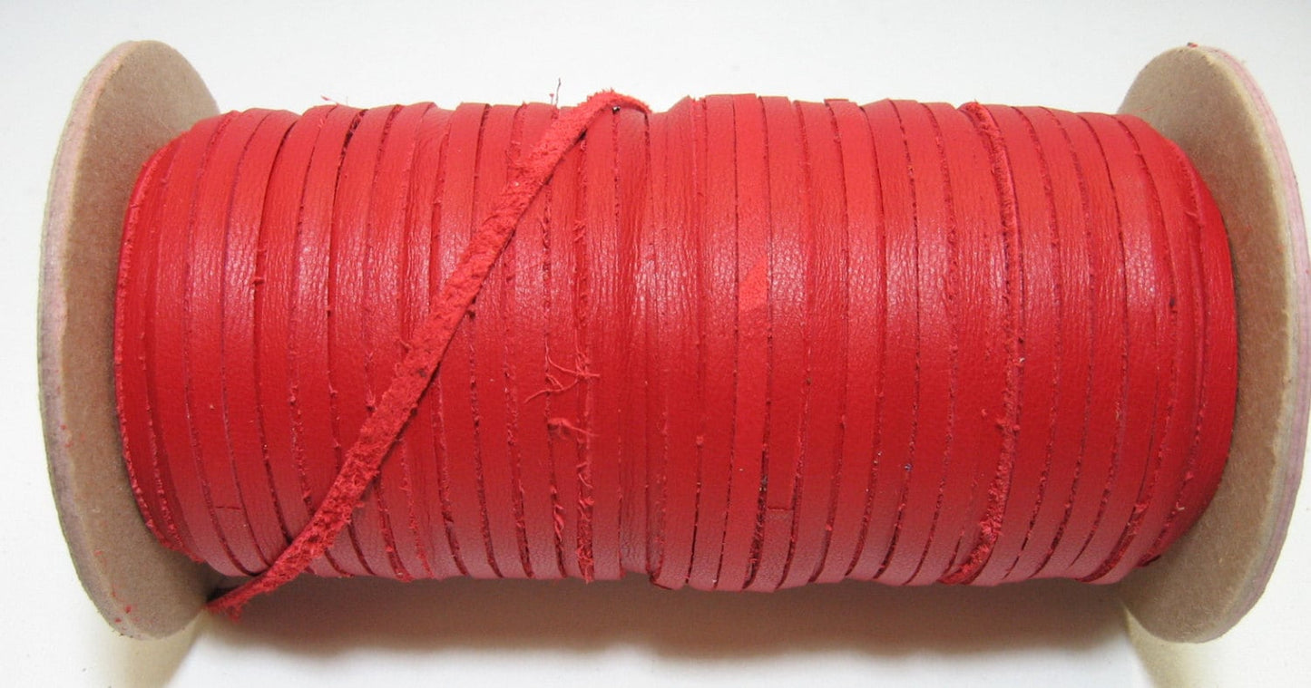 1/8" Flat Fire Red Climax Cowhide Leather Lacing (10 yds) 0125ND9 jewelry cord; DIY;dream catchers; leather crafts; tassels; fringe
