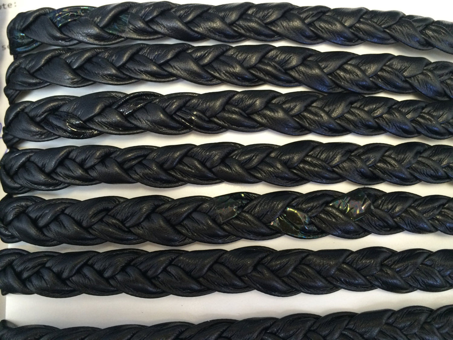 DISCOUNT -  5/16" Folded 3-Strand Braid, Polyurethane Leatherette, CTD Nappa Black (4 YDS) 0312BU003CTD *card* ---slight imperfection---