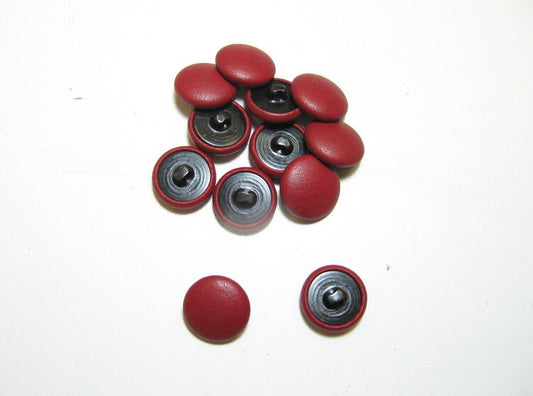 30 Line, Cowhide Covered, Hopper Back Buttons in Red (12 PC.)
