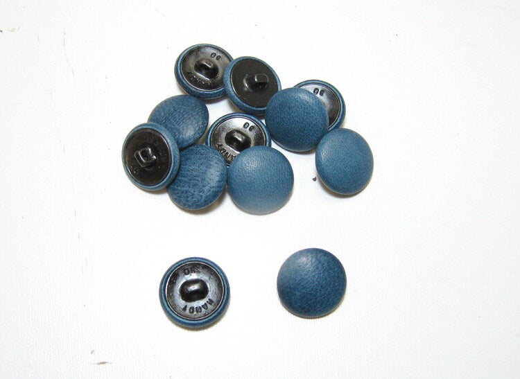 30 Line, Lambskin Covered, Hopper Back Buttons in Blue (12 PC.)