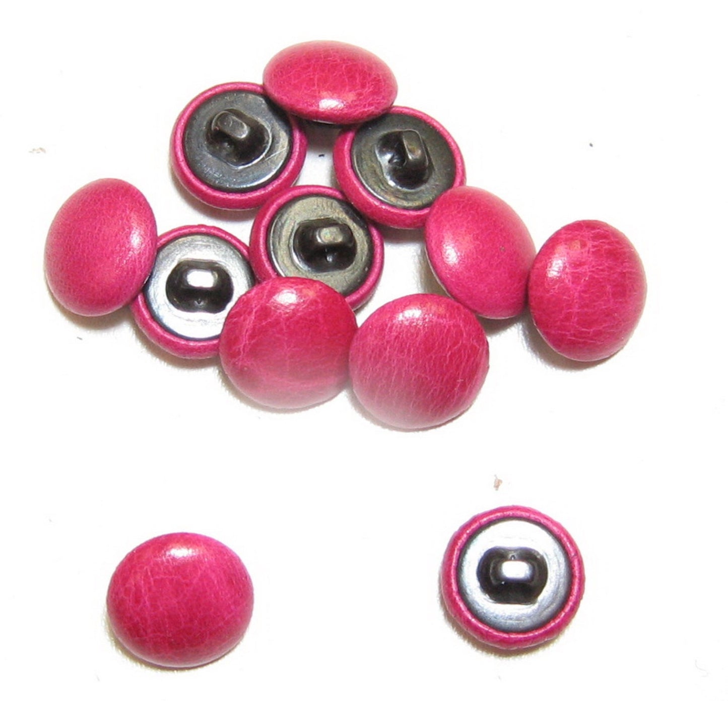 Leather Covered Buttons 24 Line in Rose Bukhara (Pink) Cowhide 12 pcs