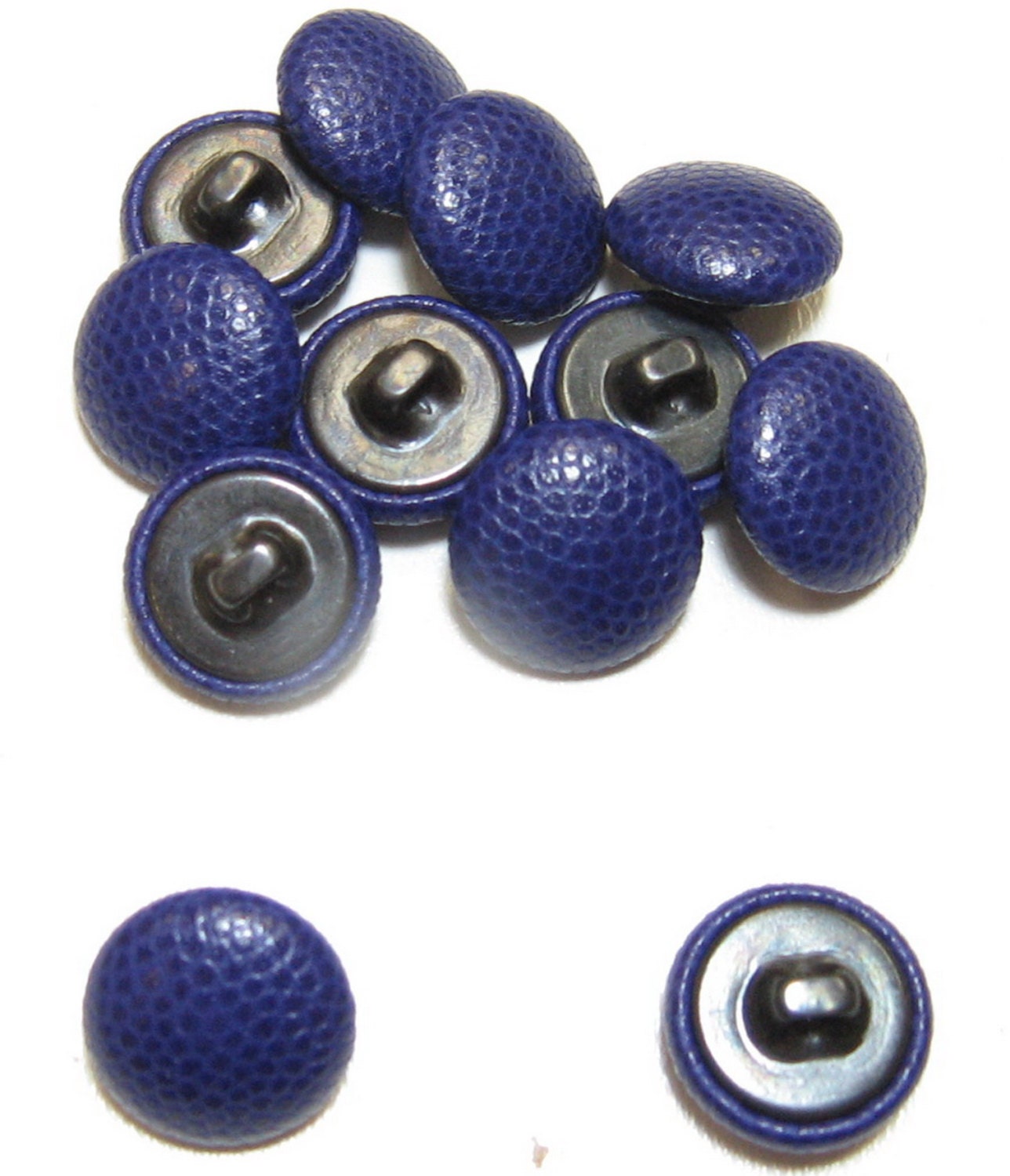 Leather Covered Buttons 24 Line in Indigo Blue Cowhide (12 pcs)