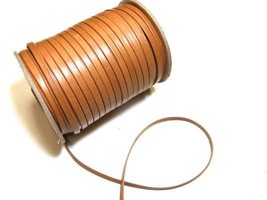 1/4" wide Cowhide Leather Lacing in Corral Tan (5 yds) 0250BDB  Double-folded