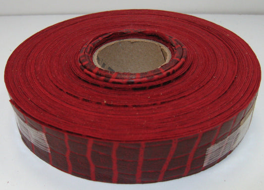 1" Flat Cowhide Leather Binding in Red Croc (3 yds) 1000NL6 trim tape; edge binding; leather tape