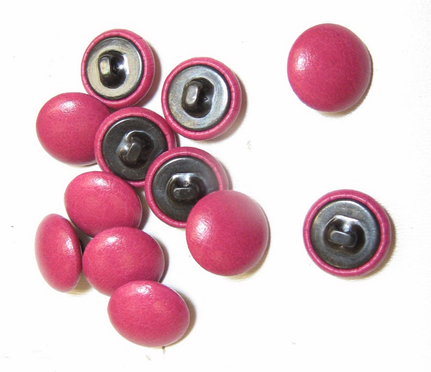 Leather Covered Buttons 24 Line in Pink 12 pcs