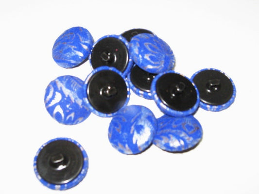 36 Line, Cowhide Leather Covered Buttons in Blue Lamb Print (12 PC.)