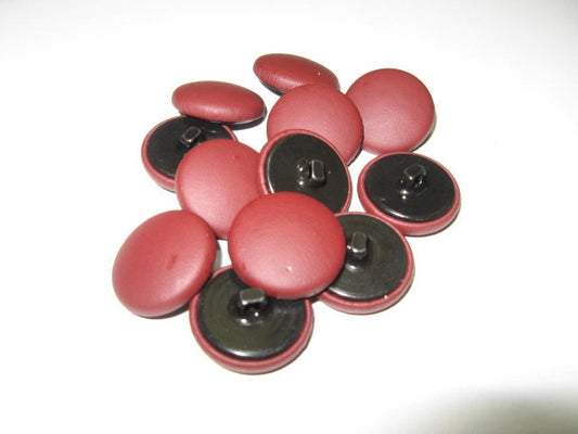 36 Line, Cowhide Leather Covered Buttons in Maroon (12 PC.)