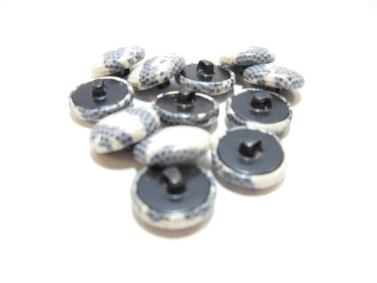 30 Line, Cowhide Covered, Hopper Back Buttons in White Snake Print (12 PC.)