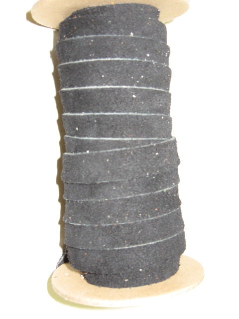 1/2" Flat Cowhide Suede Lacing in Black (5 yds) 0500NC9 DIY; leather crafts; dream catchers; leather string; lacing; fringe; tassel; braid